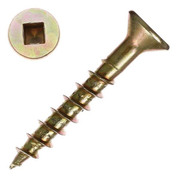 Wood Screw, Flat Head, Square Drive, #6 x 1