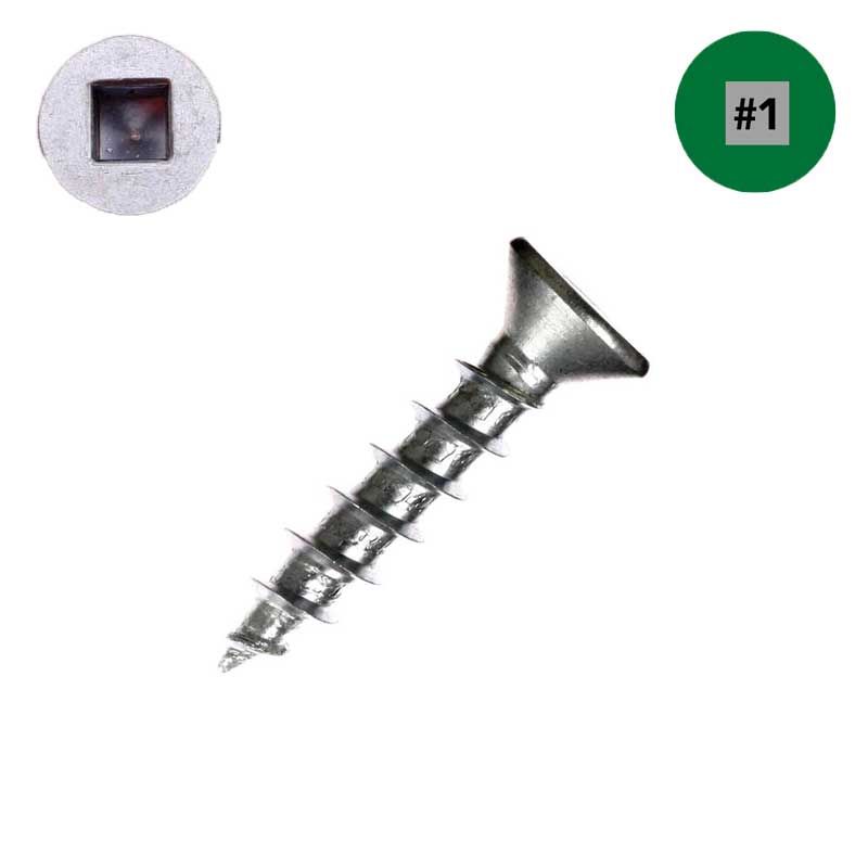 Wood Screw, Flat Head, Square Drive, #6 x 1