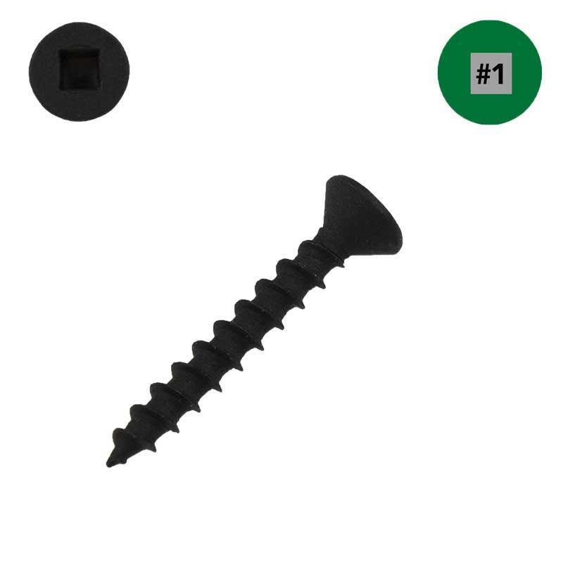 Wood Screw, Flat Head, Square Drive, #6 x 1