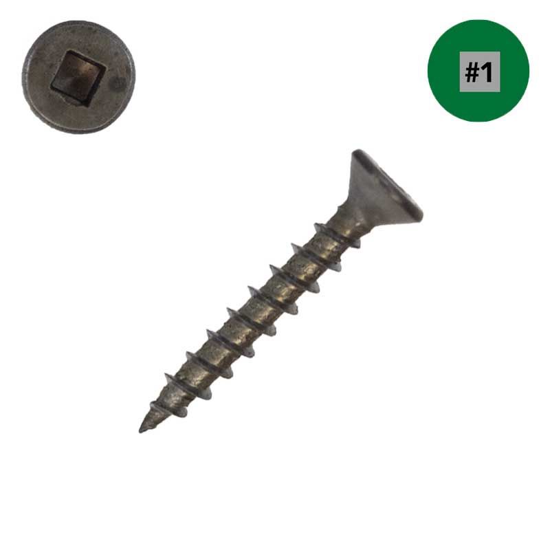 Wood Screw, Flat Head, Square Drive, #6 x 1