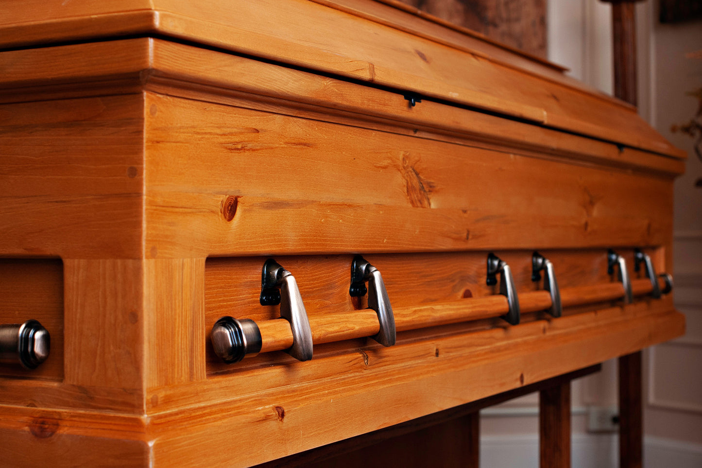 Swing Bar Casket Handle, Arm and Adapter, 1-3/8 Oval - Hand-forged Black