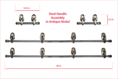 Complete Steel Handle Set in Antique Nickel - Pre-Assembled!