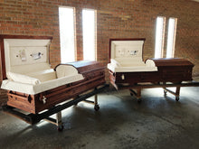 Pair of pine caskets custom built for the Yellowstone series by Kevin Costner.